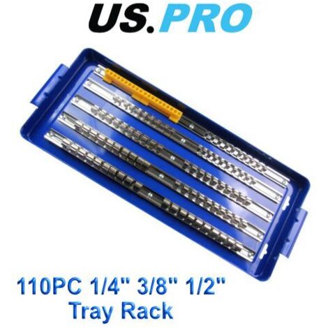 US PRO 110pc 1/4" 3/8" 1/2" Socket Storage Tray Rack 1494