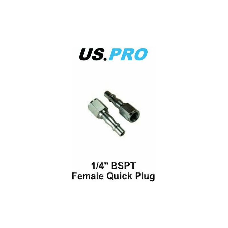 Us Pro - 2 Pc 1/4 bspt Female Air Line Compressor Plug Fitting Quick Release 8778