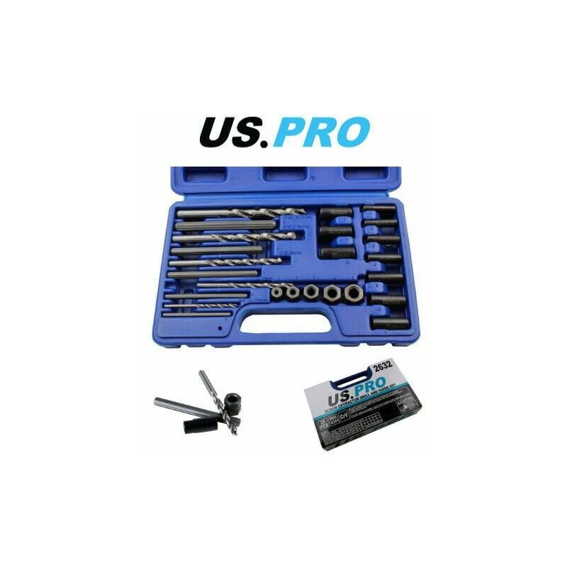 Us Pro - 25PC Screw Extractor Drill & Guide Set 2632