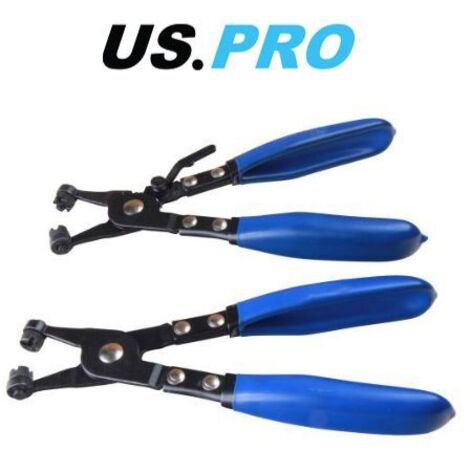 US PRO 2PC Hose Clamp Pliers Set V & Cross Slot Jaws Clip Oil Pipe Engine Pliers