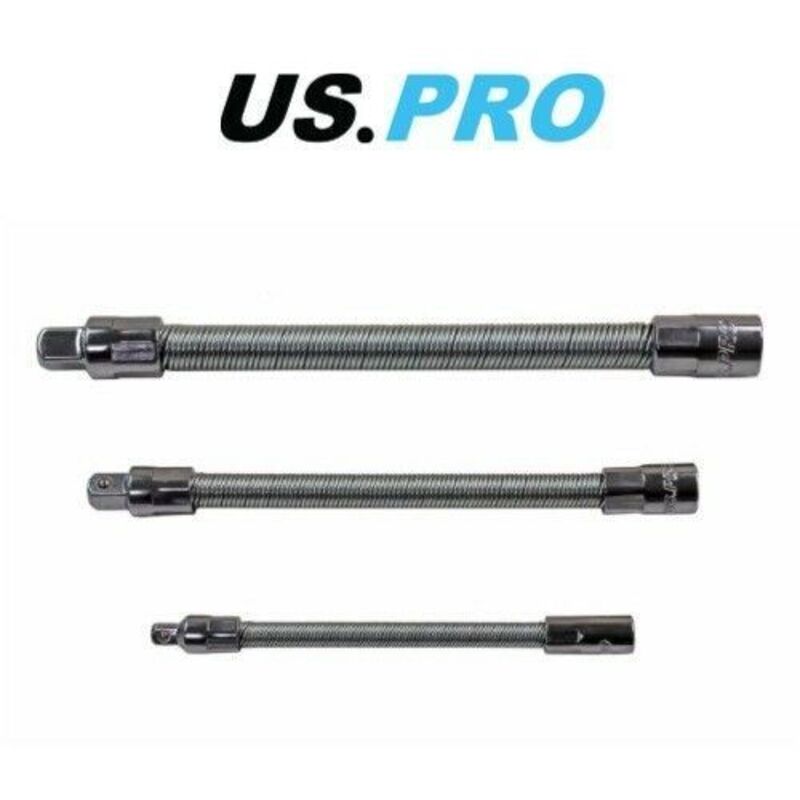 Us Pro 3 Piece Flexible Extension Bar Adaptor Set - 1/4" 3/8" 1/2" Drives 4144