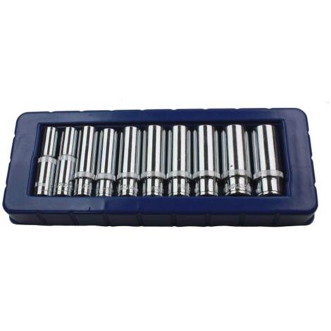 US PRO 3237 3237-Set di Chiavi a Bussola Profonde da 3/8'' da 10 a 19 mm, Blu