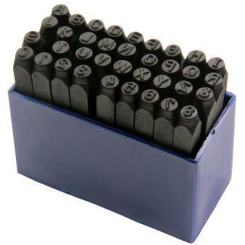 US PRO 36 Piece 4mm Letter & Number Punch Metal Stamp Set Hobby Craft 2049