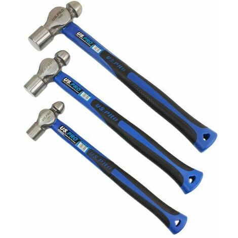 US PRO 3pc Ball Pein Hammers Set 8 16 32oz TPR Handle 7063 Machinists TPR Hammer