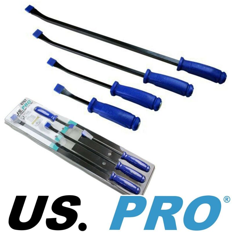 Us Pro 4pc Go-thru Wrecking Pry Bar Set Lever Crow Bars 200mm - 600mm 6767