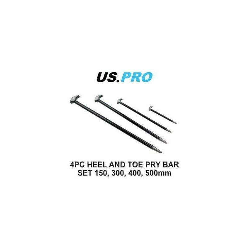 Us pro 6857 4pc Heel Toe Bar Set Podgers Pry Bars Toe 150 300 400 500mm Prybar
