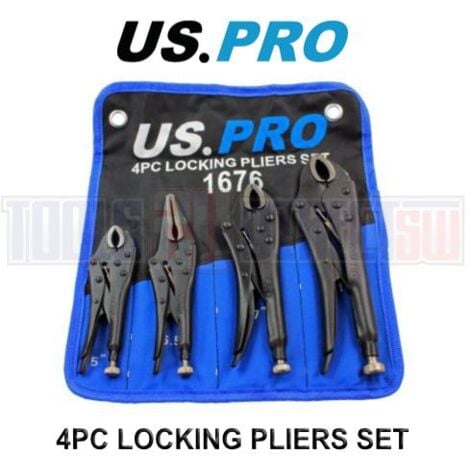 MM_UNVERIFIED_BRAND US PRO 4pc Locking Pliers Set 5" 6.5" 7" 10" Mole Vice Clamp 1676