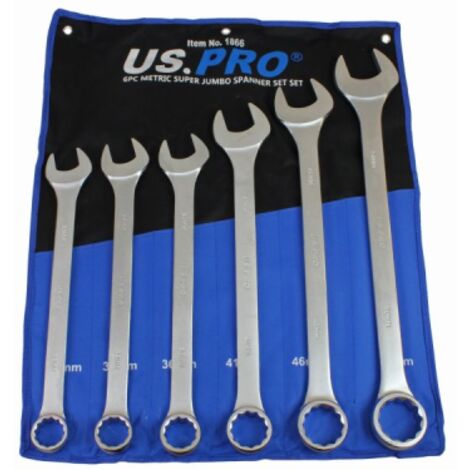 US PRO 6 Piece Super Jumbo Combination Spanner Set Wrench 33-50mm 1866