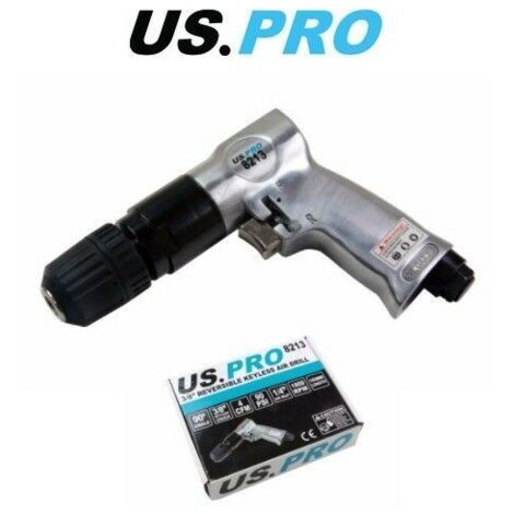 US PRO AIR DRILL KEYLESS 3/8"" DRIVE REVERSIBLE AIR COMPRESSOR TOOL 8213 WARRANTY