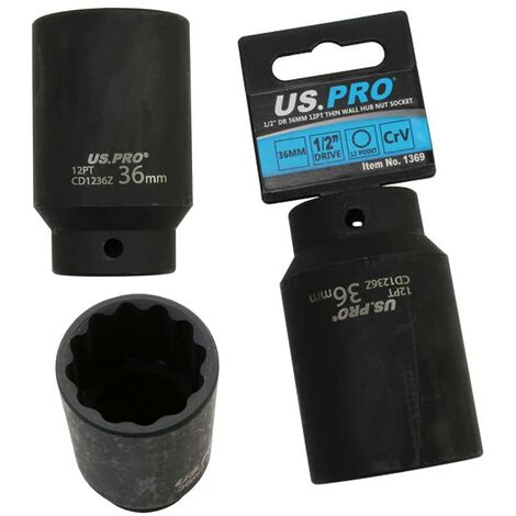 US Pro B1369 36 mm 1/5,1 cm Drive double Deep Metric Impact socket BI esagonale