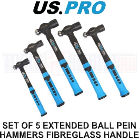 US PRO Ball Pein Hammers Set 5pc 8oz 16 24 32oz 40oz Machinists TPR Hammer 4531