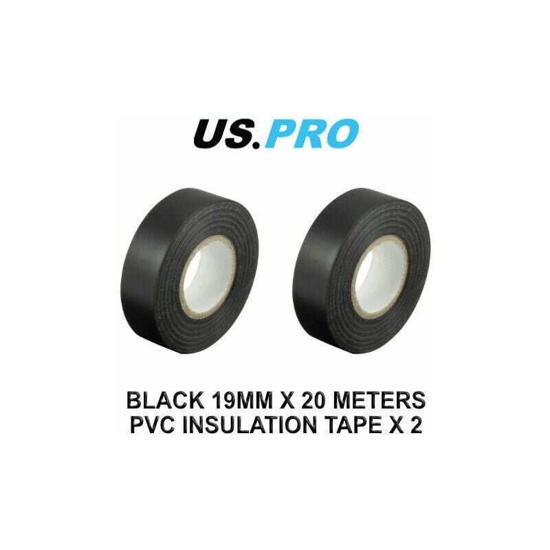 Us Pro - Black 19MM x 20 Meters pvc Insulation Tape x 2 9030