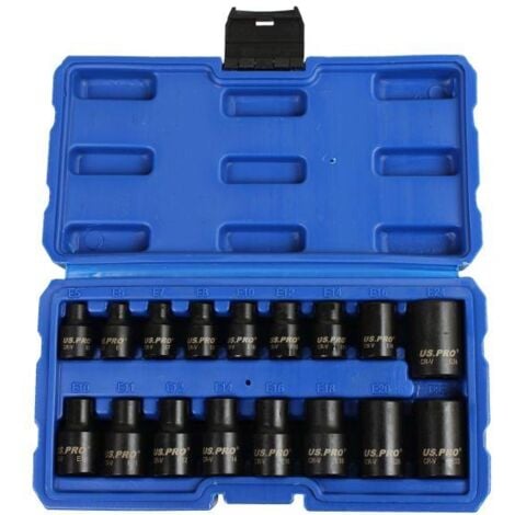 US PRO E TORX IMPACT SOCKET SET 17pc E5 - E24 3/8"" 1/2"" STAR SOCKETS TRX 3420