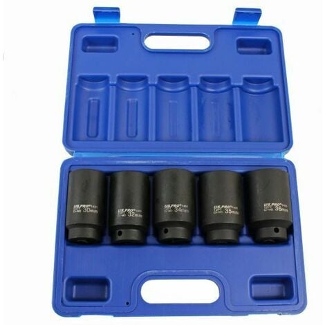 US PRO Hub Nut Sockets 5pc 1/2 Drive 12 Point Deep Impact Set 1431 New