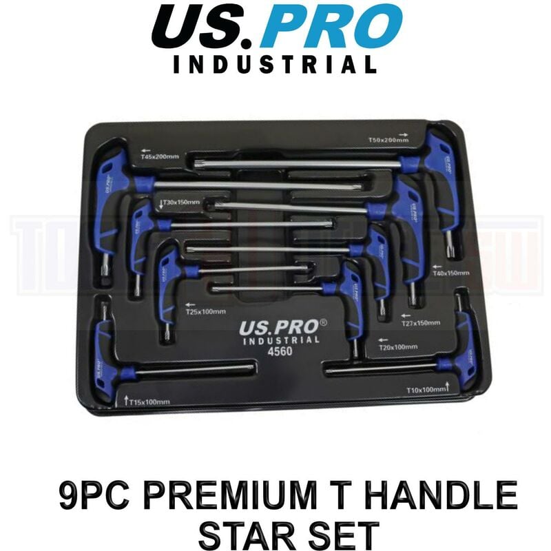 Us Pro Industrial - 9pc Premium T-Handle Star/Torx keys, Screwdrivers Set 4560