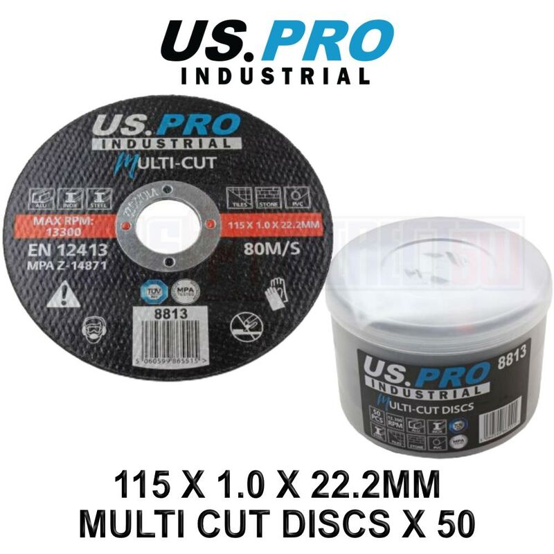 Us Pro Industrial - High Performance Multi Cut Discs 115mm x 1.0mm x 22.2mm 50PK 8813