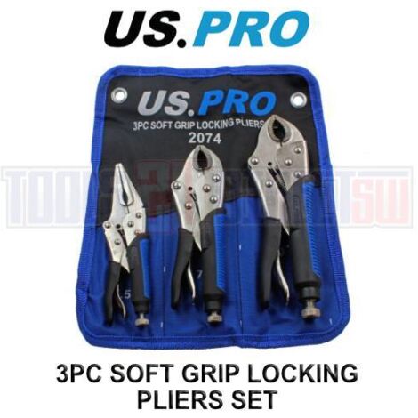 US PRO Locking Pliers 3PC Soft Grip Wrench Set Vice Locking Lock Mole Grips 2074