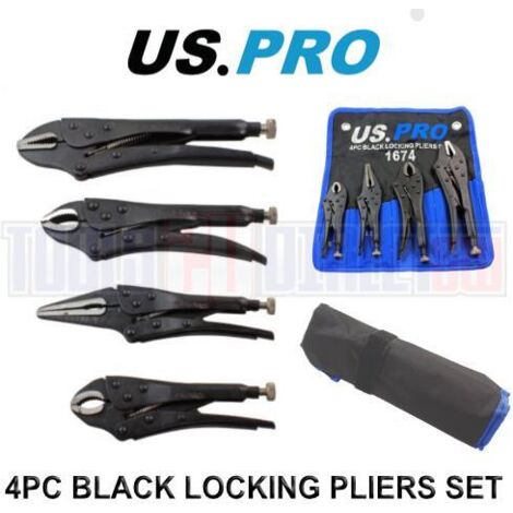US PRO Locking Pliers 4PC Grip Wrench Set Vice Locking Lock Mole Grips 1674