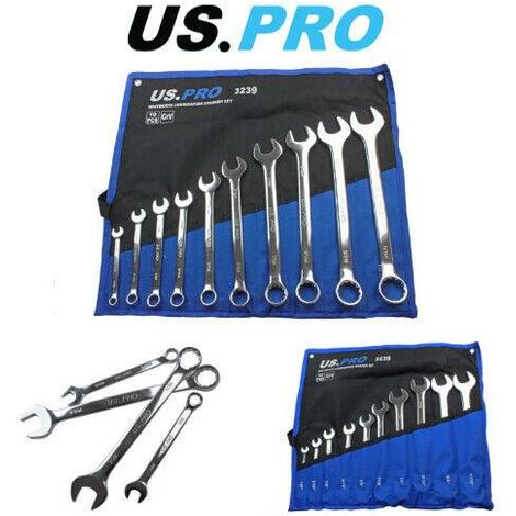 US PRO SPANNER SET 10PC AF SAE IMPERIAL WHITWORTH COMBINATION WRENCH RING 3239