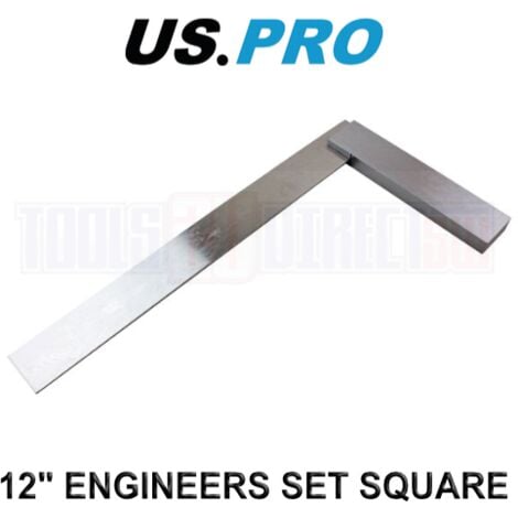 US PRO Tools 12 (300mm) Engineers Set Square Stainless Steel 2688