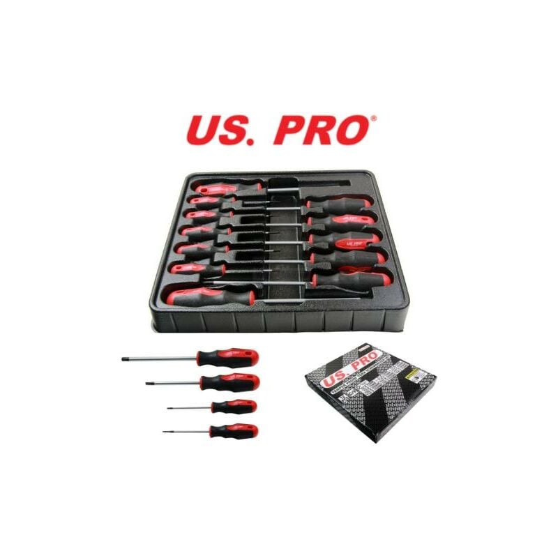 US PRO Tools 12pc Tamper Proof Torx Screwdriver Set T6 - T45 1545