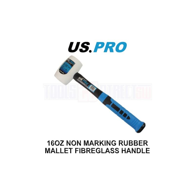 Us Pro - Tools 16OZ White Non Marking Rubber Mallet With Fibreglass Handle 4521