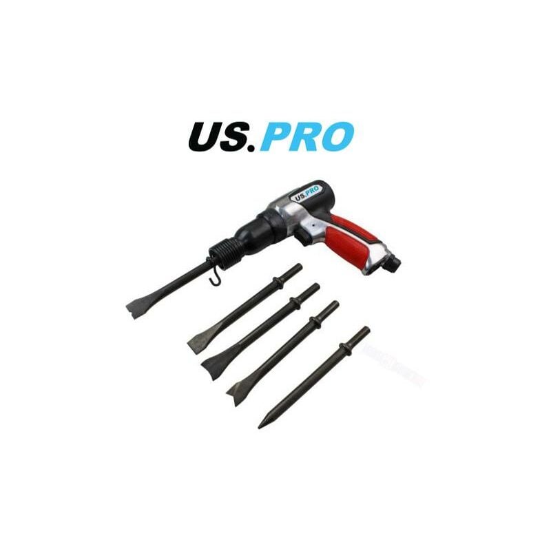 Tools 190MM Air Hammer Chisel With Ergonomic Grip & 5 Chisels 8598 - Us Pro