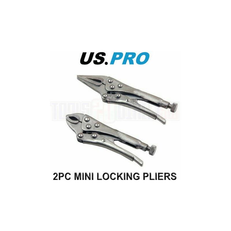 Us Pro - Tools 2pc Mini Locking Pliers, Mole Grips, Clamp, Clmaps Set 1833