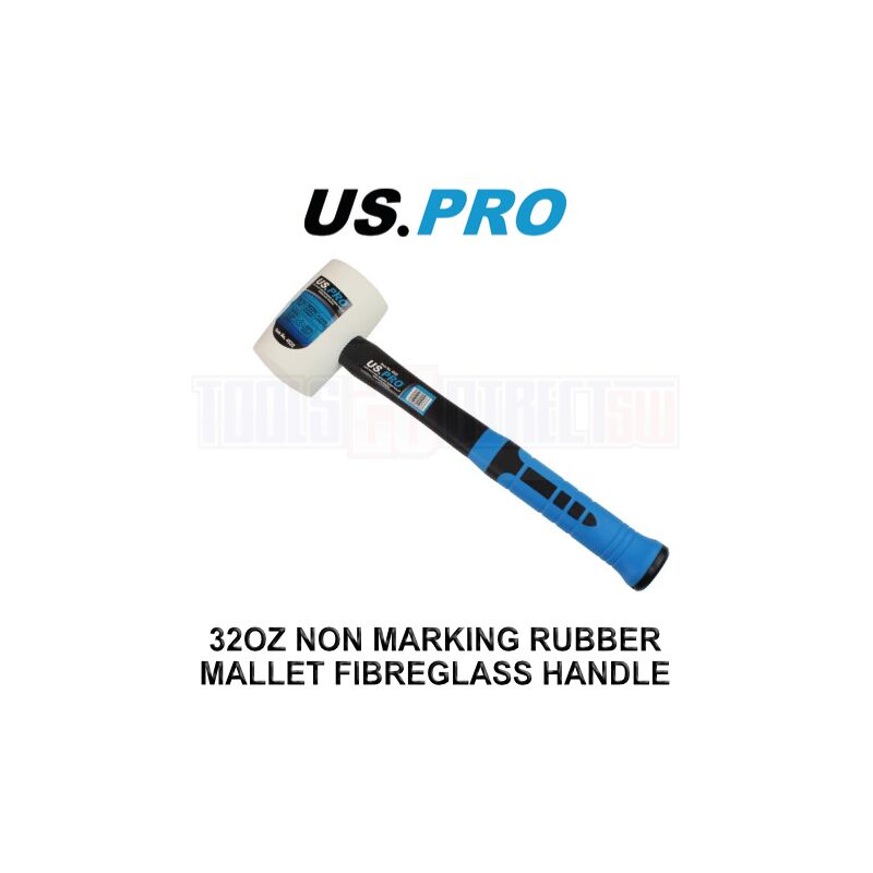 Tools 32oz White Rubber Mallet Non Marking Hammer Face Fibreglass 4522 - Us Pro