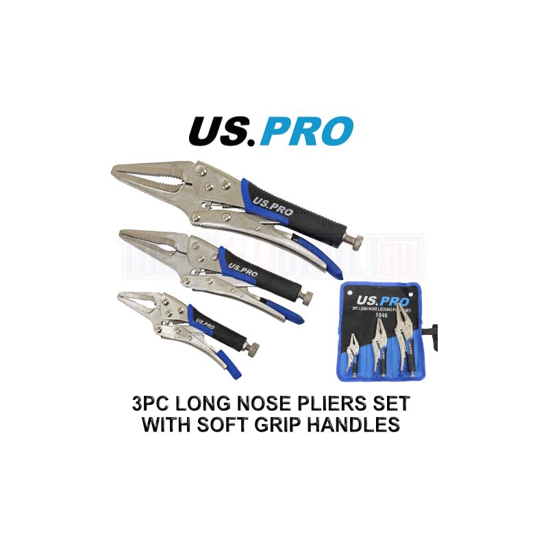 Tools 3pc Long Nose Locking Plier Pliers Set 5-10 Mole Grips Clamps 1846 - Us Pro