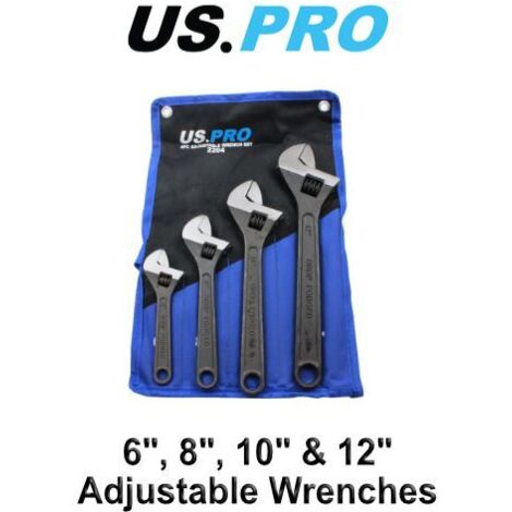 US PRO Tools 4pc Adjustable Wrench Shifting Spanner Set 6" 8" 10" 12" 2204