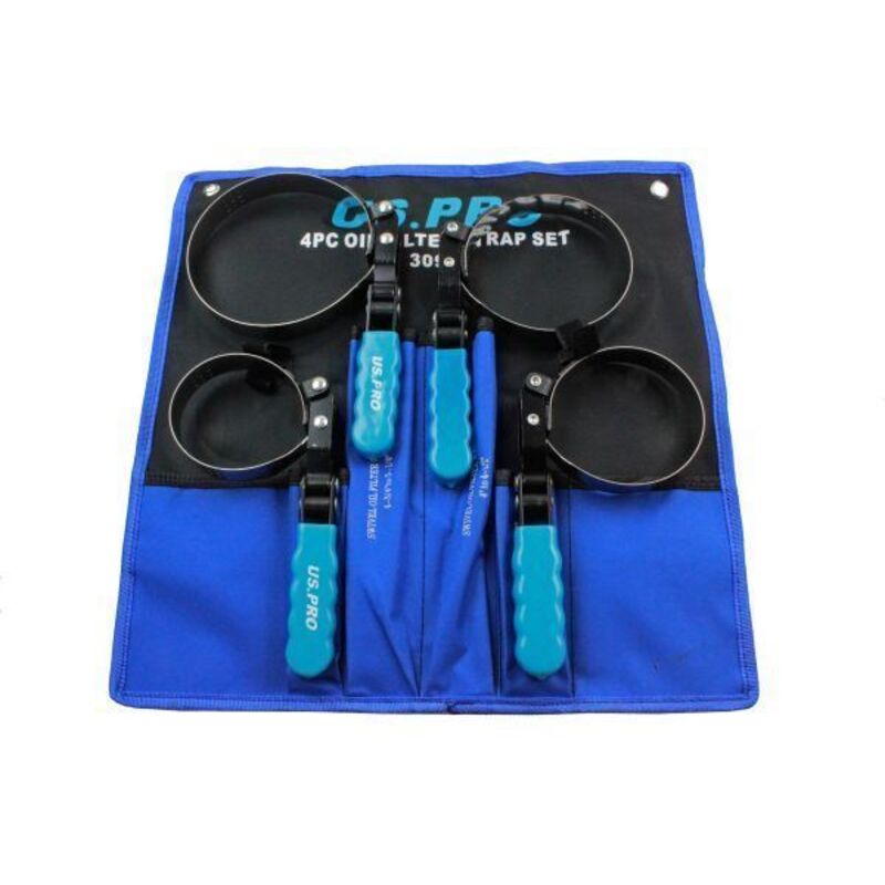 US PRO Tools 4pc Swivel Oil Filter Strap Band Wrench Removal Set 3099 3/4