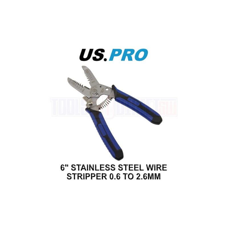 Us Pro - Tools 6 Stainless Steel Wire Stripper Cutter 0.6 to 2.6mm 6841