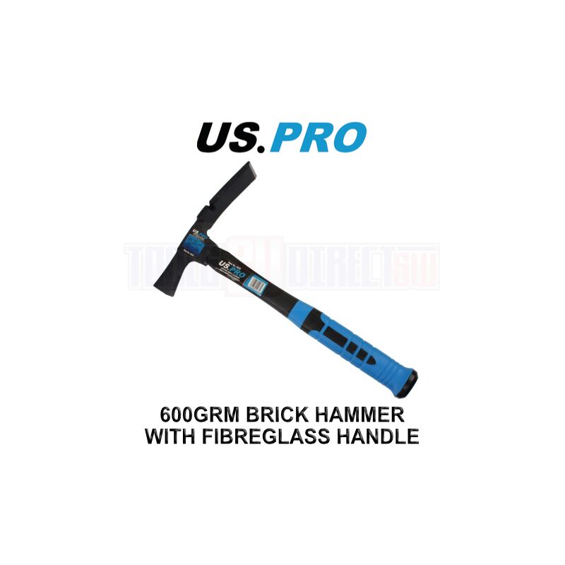 Us pro Tools 600 gram Brick Hammer With Fibreglass Handle 4529