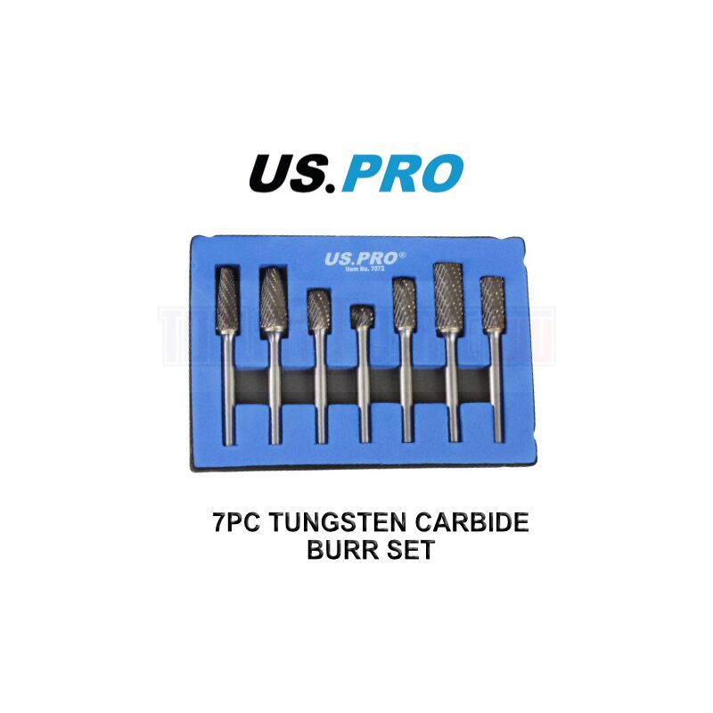 Tools 7pc 6mm Carbide Burr Set Burrs Tungsten Steel Hole enlarger 7072 - Us Pro
