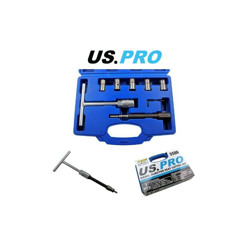 Us Pro - Tools 7pc Diesel Engine Injector Seat Cutter, Cutting Tool Pilot Key 5588