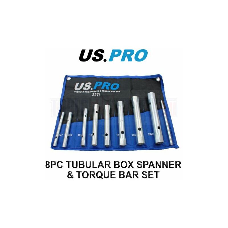 Us Pro - Tools 8 Piece Tubular Box Spanner & Torque Bar Set 6mm - 22mm 2271