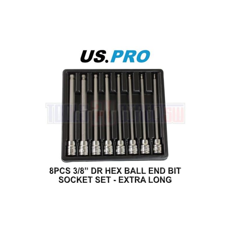 8pc 3/8' Long Ball End Hex Allen Bit Key Sockets 1495 - Us Pro