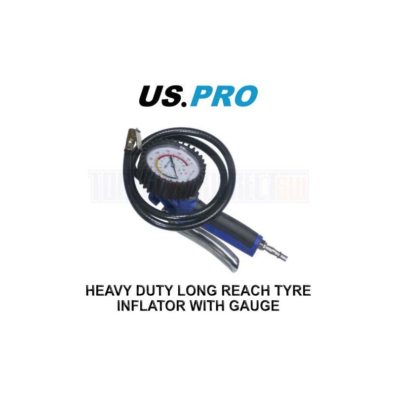Tools Heavy Duty Long Reach Tyre Inflator With Gauge 0-170PSI 8817 - Us Pro