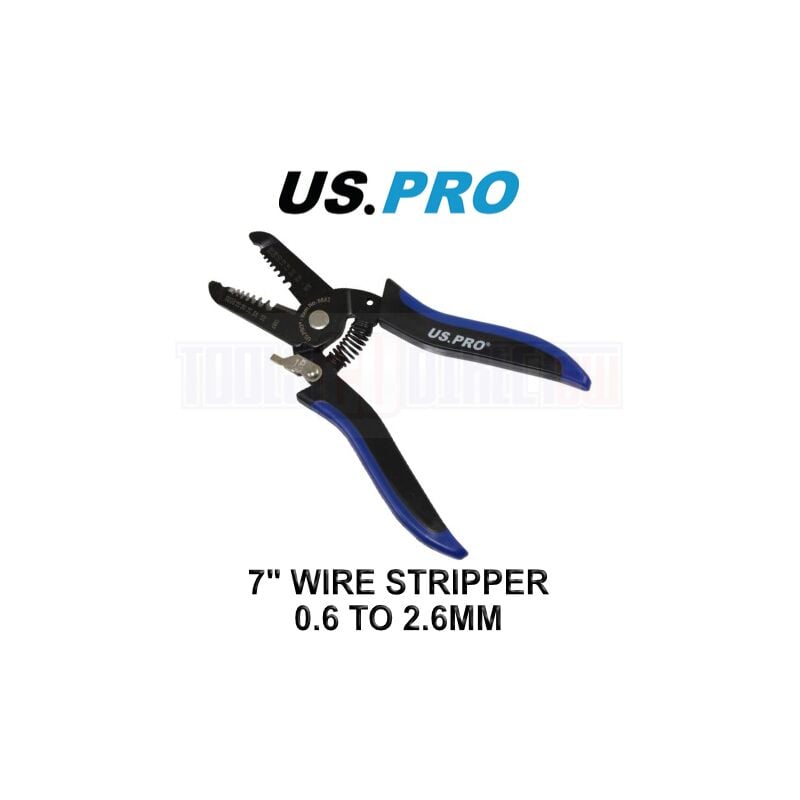 Us Pro - Tools Precision Wire Strippers Cutters 7 Inch 0.6 - 2.6mm Safety Lock 6832