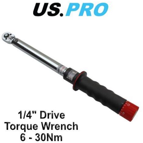 US PRO TORQUE WRENCH 1/4"" DRIVE 6-30NM CV STEEL RATCHET CLICKER RATCHET 6785