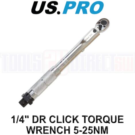 US PRO TORQUE WRENCH 1/4"" DRIVE CLICK 5-25NM CV STEEL RATCHET GARAGE TOOL 6795