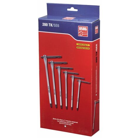 USAG 280 TK/SE6 SERIE KIT 6 CHIAVI A T MASCHIO ESAGONALI IMPUGNATURA SCORREVOLE
