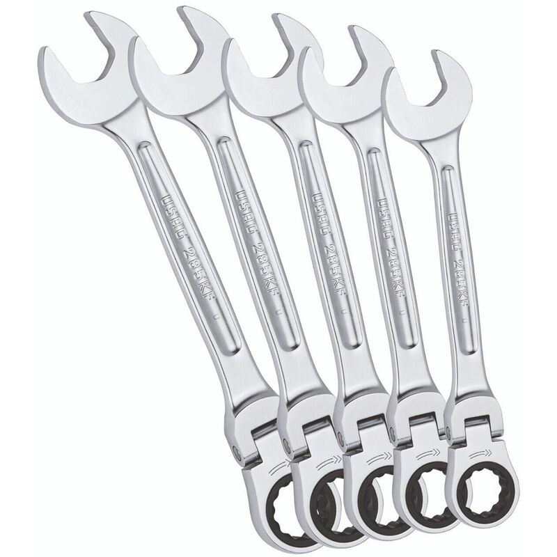 Image of 285 KF/SE5 serie di 5 chiavi combinate a cricchetto snodate professionali - Usag