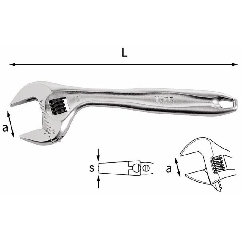 USAG 294 AD – Chiave a rullino con regolazione rapida 110 mm