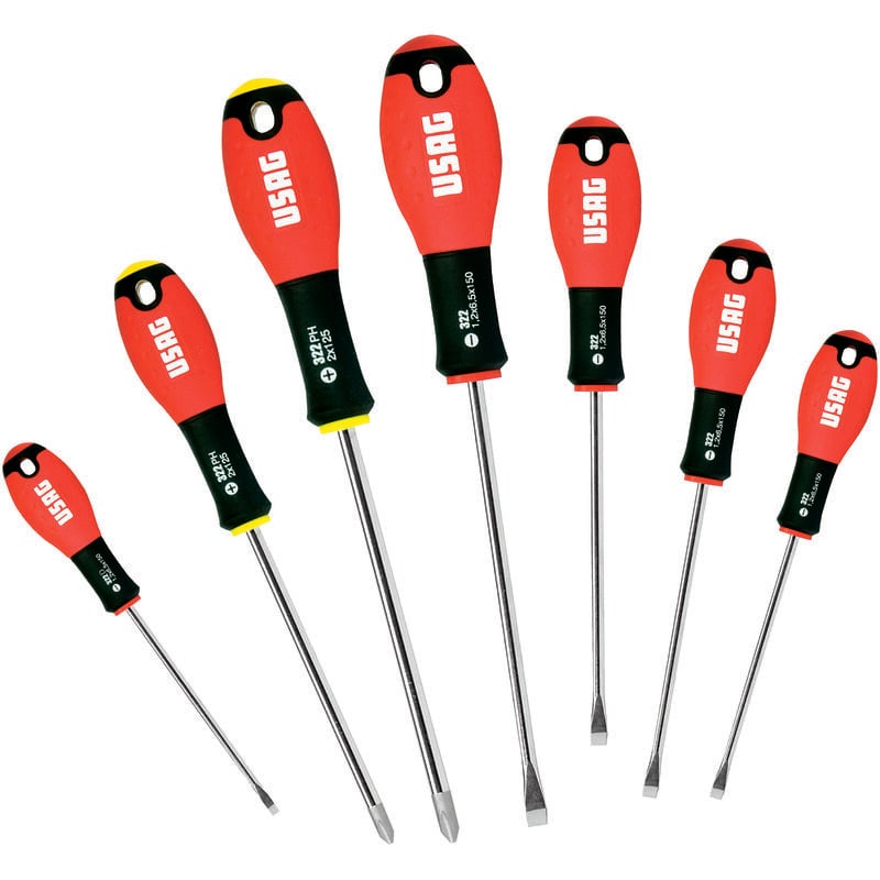 Usag - 322 SH7 Jeu de 7 Tournevis Tournevis à fente Empreinte cruciforme