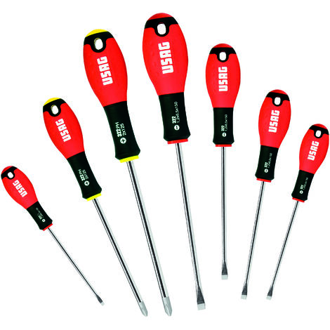 USAG 322 SH7 Set mit 7 Schraubendrehern, Schlitz, Kreuzaufdruck