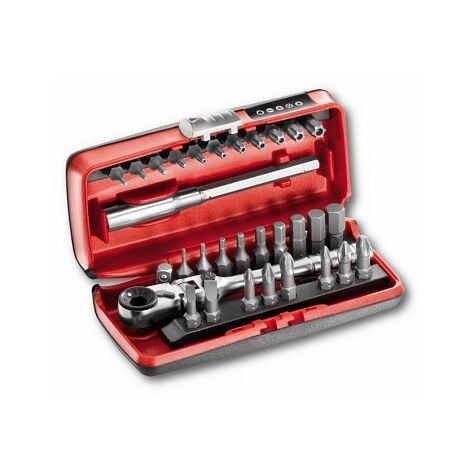 USAG U06060012 - 606 1/4 SK - Bit-Umschaltknarre 1/4 Sechskant mit Umschalthebel Bit-Halter und Bits (31 TLG)