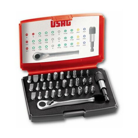USAG 692 J32 U06920042 ASSORTIMENT D’INSERTS POUR VISSAGE À CLIQUET RÉVERSIBLE 1/4&quot