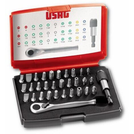 USAG 692 J32 U06920042 SURTIDO DE INSERTOS DE TRINQUETE REVERSIBLES DE 1/4"